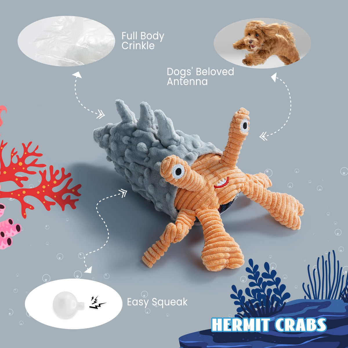 4 Packs Crinkle Squeaky Dog Toys C4639
