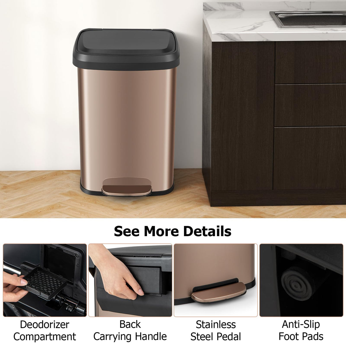 50L Stainless Steel Recycling Pedal Bin M379791