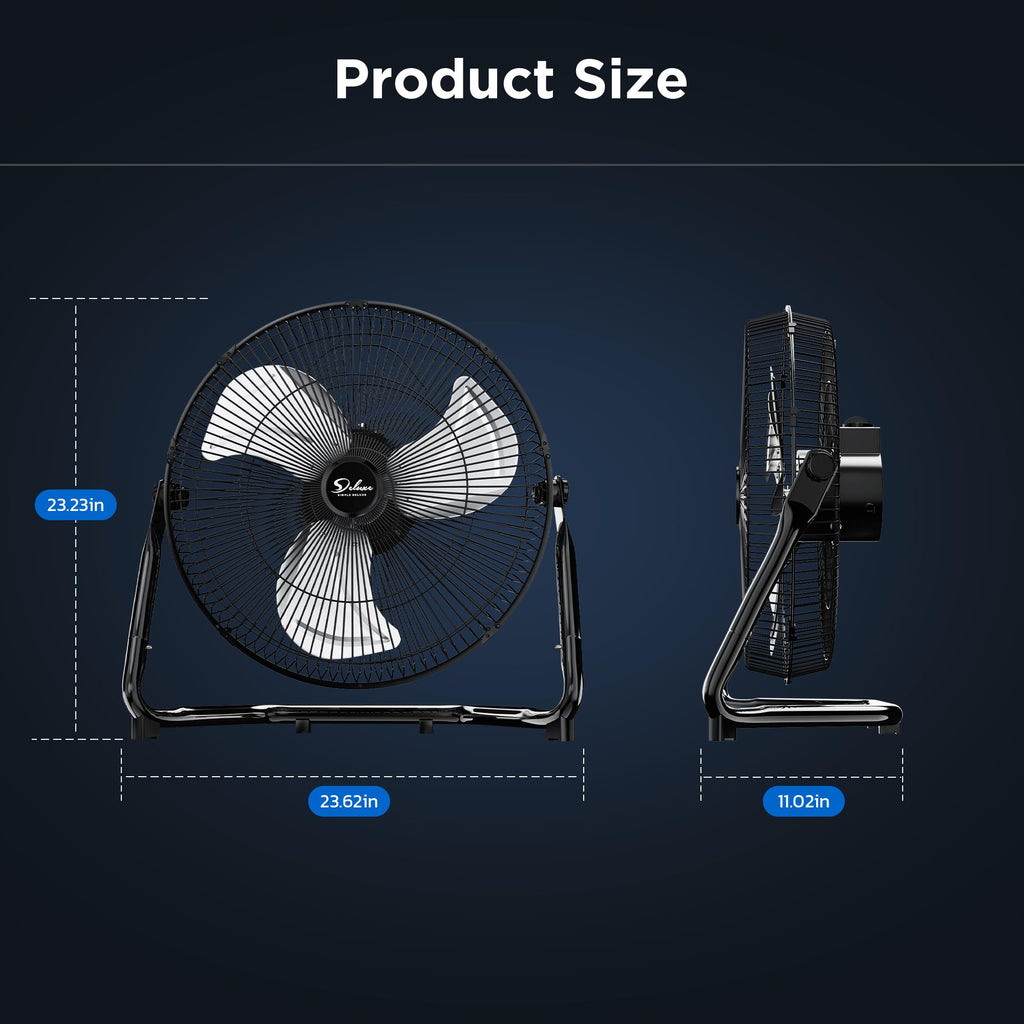 20 Inch 3-Speed High Velocity Metal Floor Fan W4383