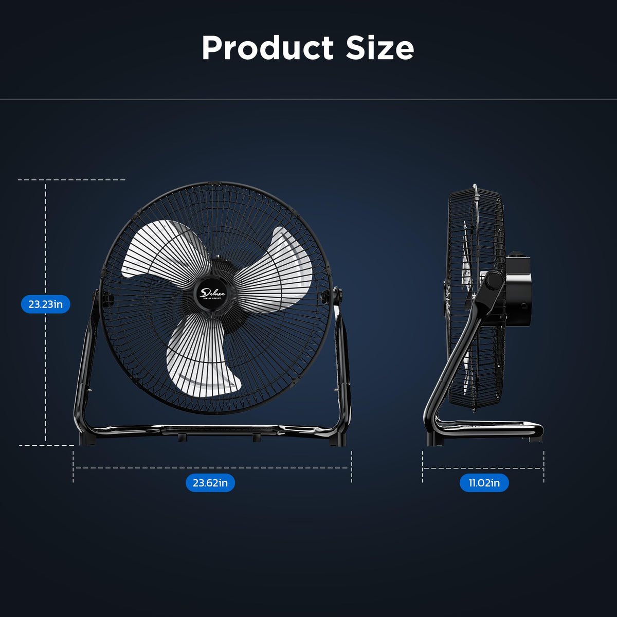 20 Inch 3-Speed High Velocity Metal Floor Fan W4383