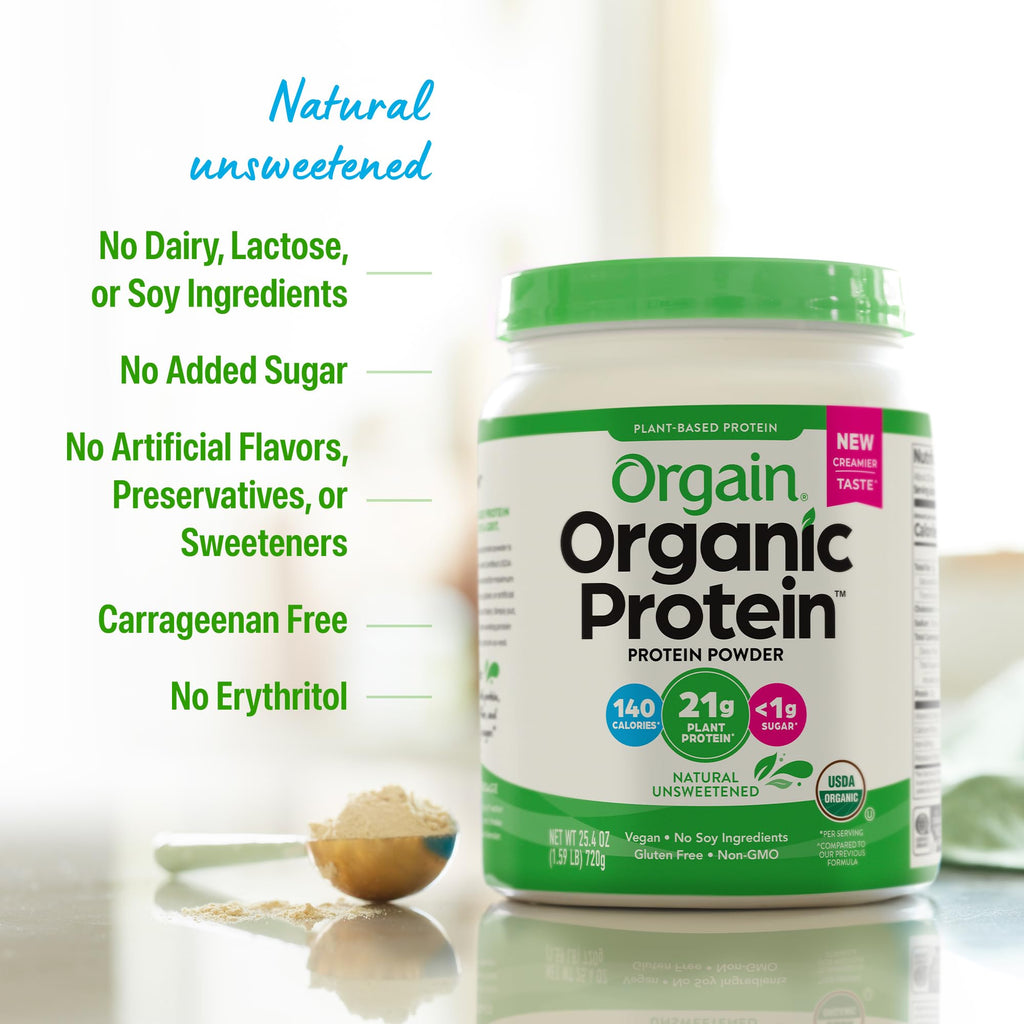 Organic Vegan Protein Powder, Natural Unsweetened, 1.59 lb S928