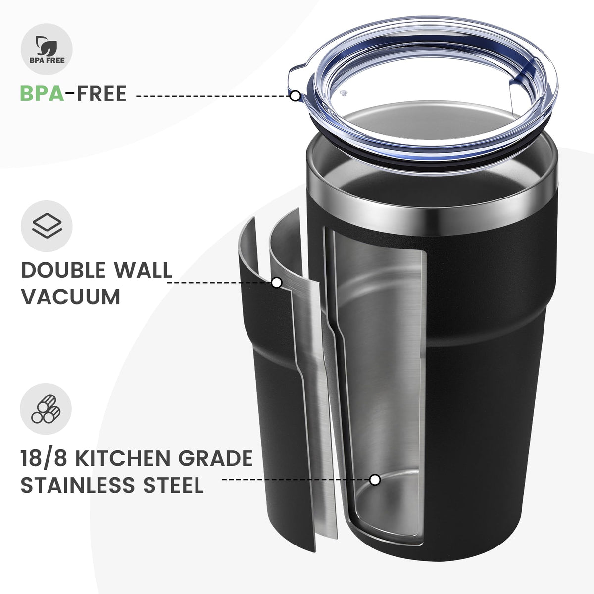 16oz Stainless Steel Insulated Tumbler with Lid V32099