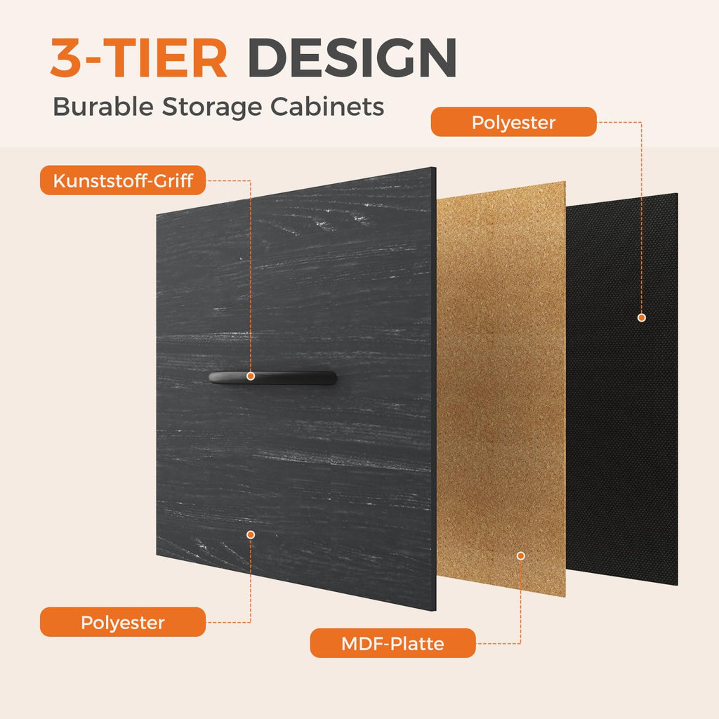 Black 8 Drawer Fabric Dresser T7368