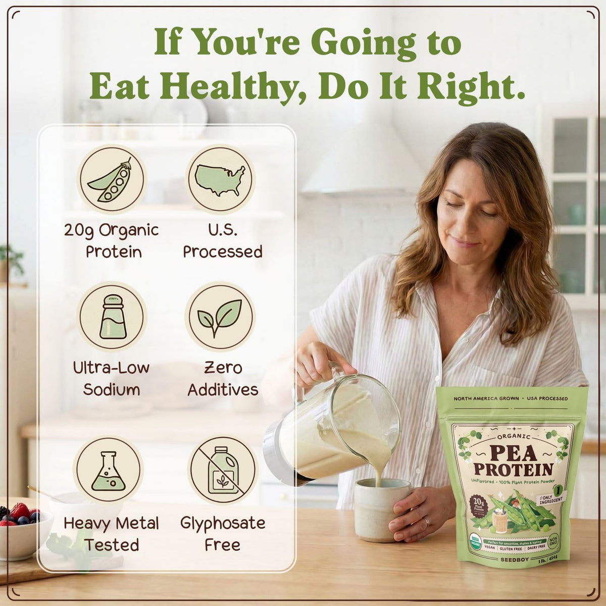 Organic Non-GMO Pea Protein Powder 1 lb Bag W850211