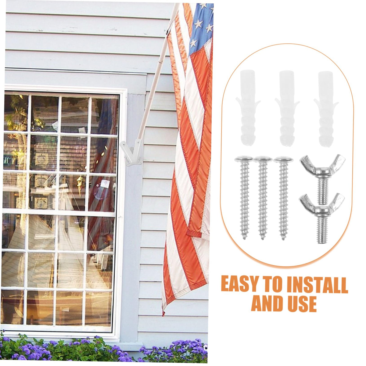 Flag Pole and Holder Wall Mount Rack Y604696