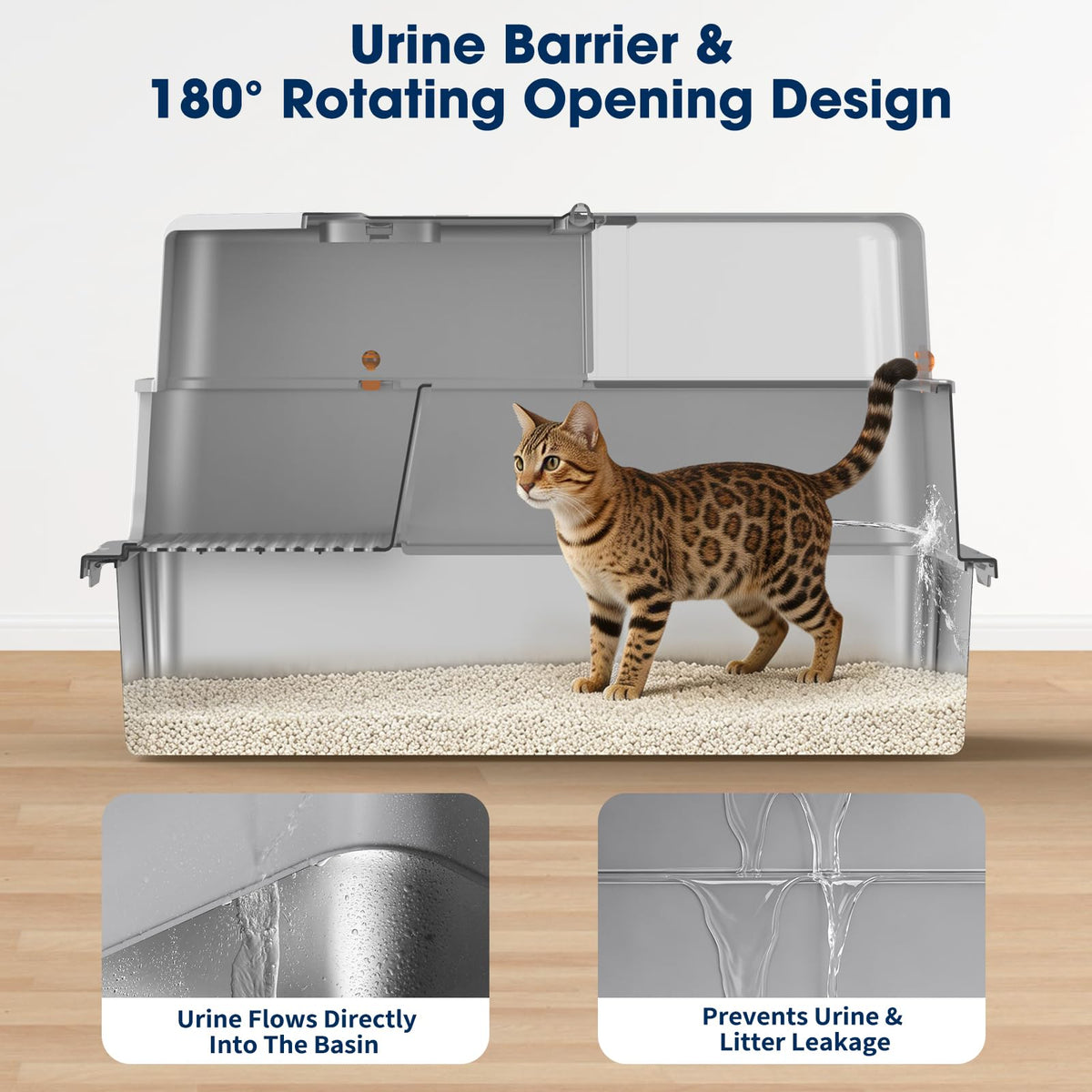 XXXL Stainless Steel Cat Litter Box with Lid X563508