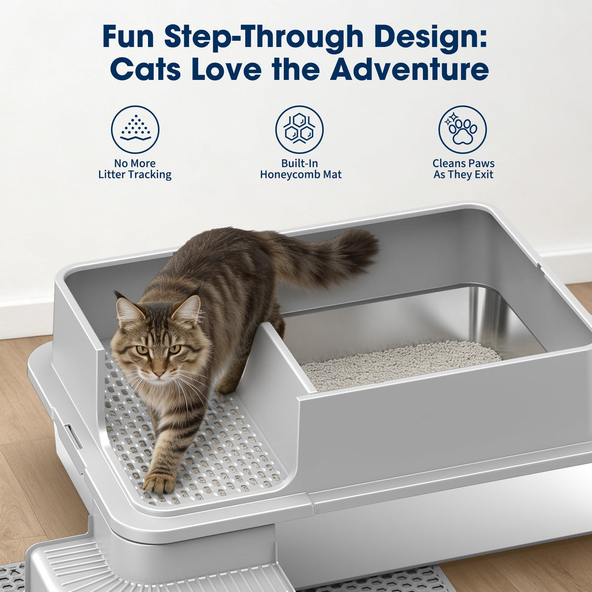 XXXL Stainless Steel Cat Litter Box with Lid X563508