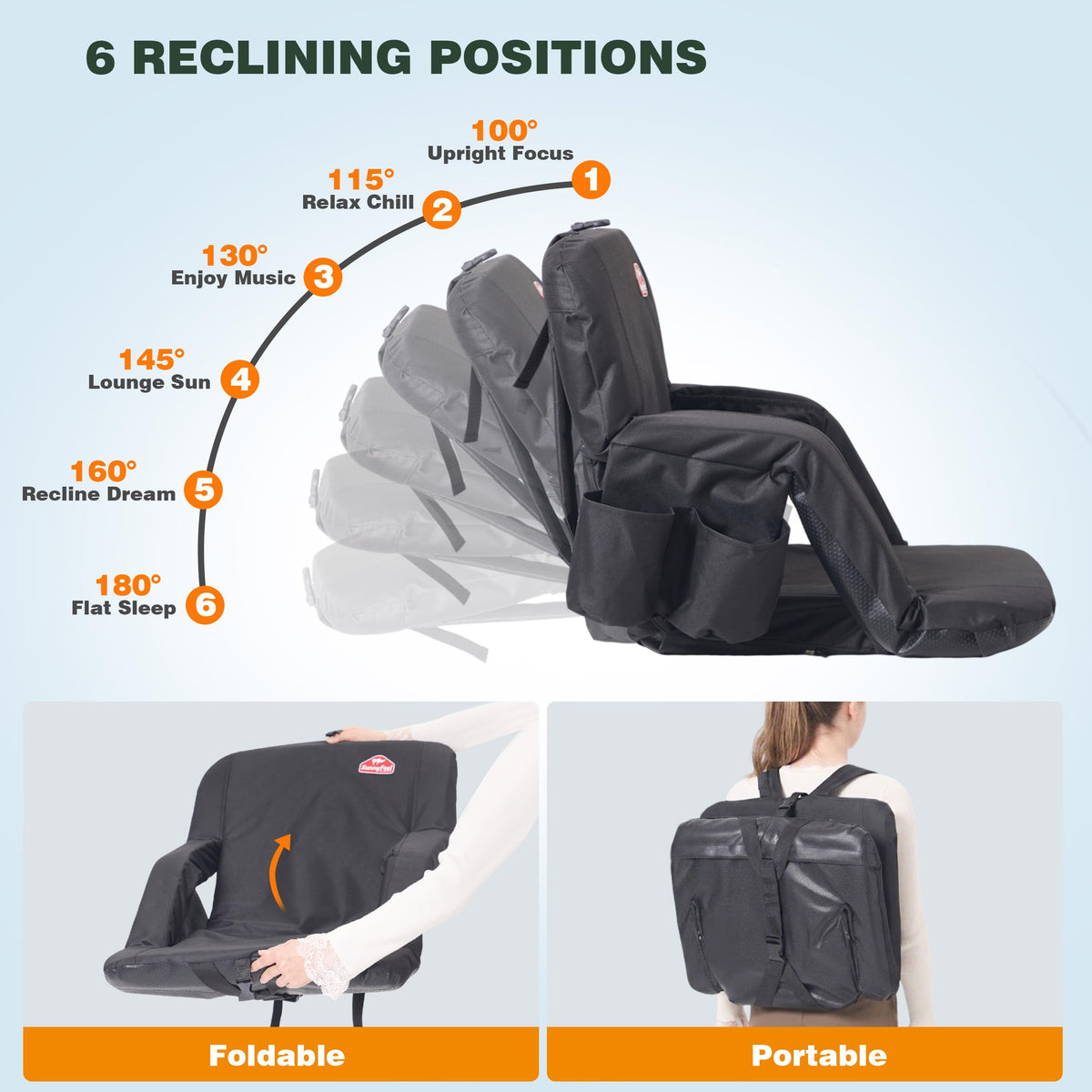 Foldable Stadium Seats 2-Pack with Shoulder Straps Y54475