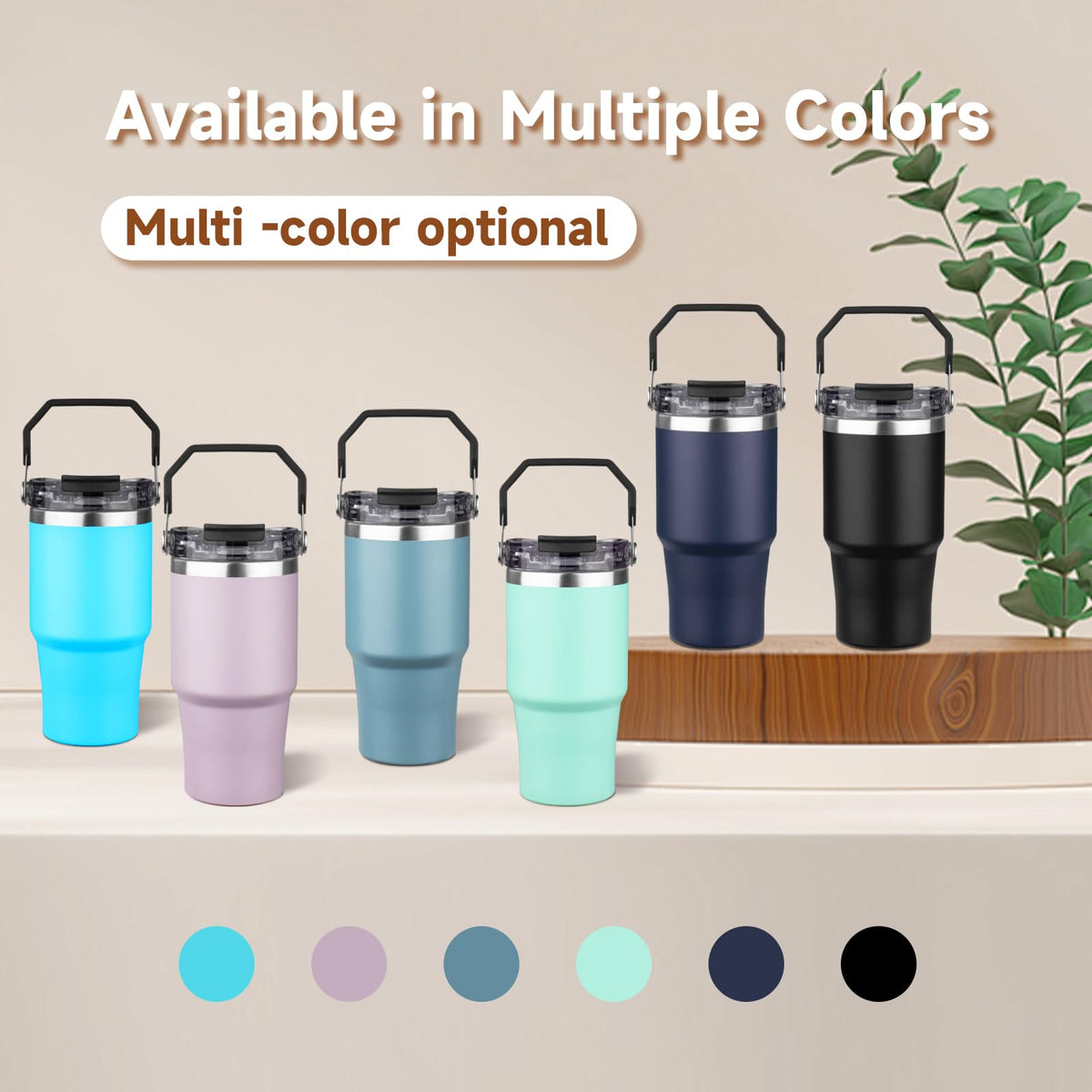 20oz Stainless Steel Insulated Tumbler with Handle and Flip Straw Lid K631