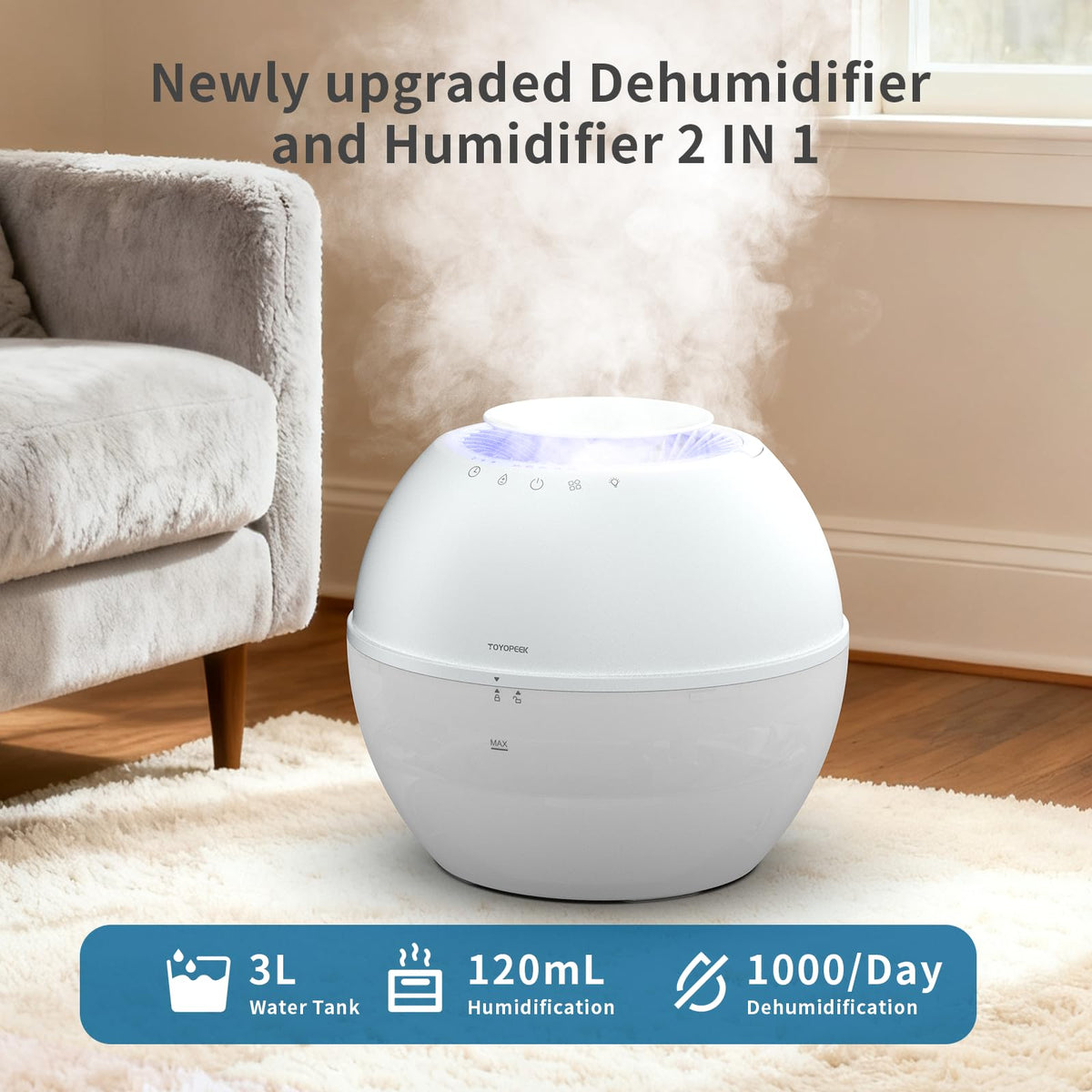 2-in-1 Dehumidifier & Humidifier with Purifier, 101oz Tank E763151
