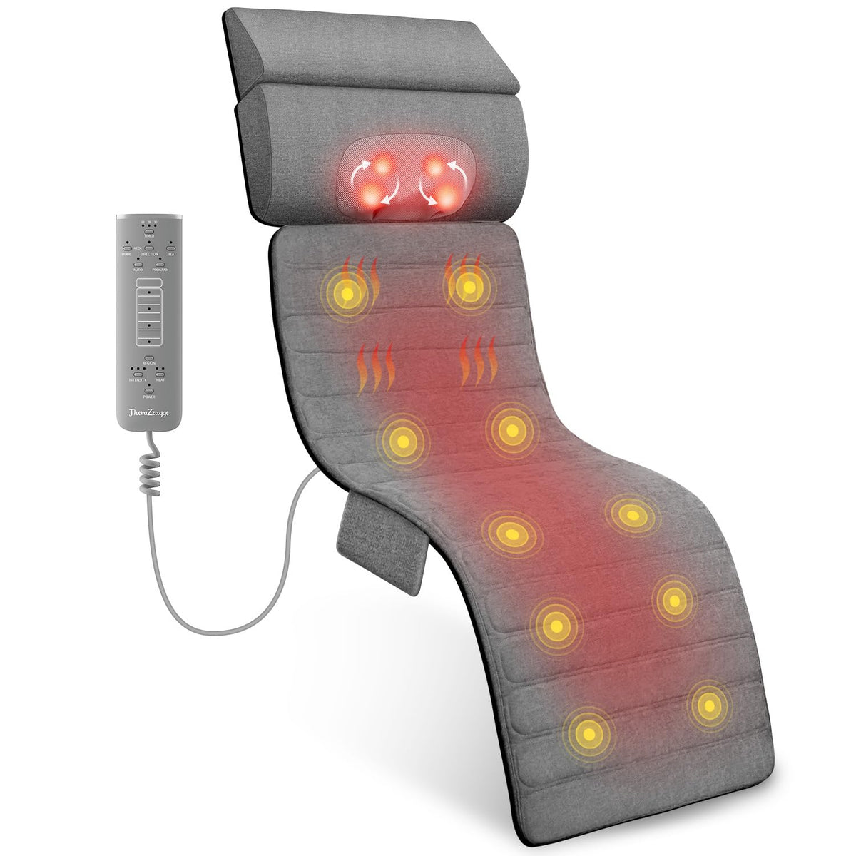 Full Body Massage Mat with Heat Detachable Neck Massager 10 Vibrating Motors J8428