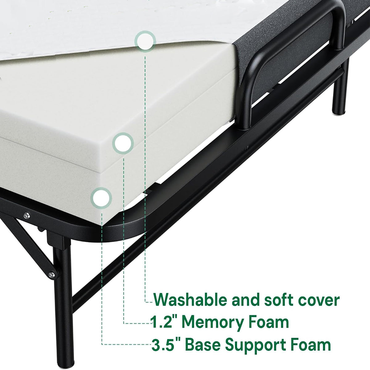 Folding Bed with Mattress with Wheels S428881