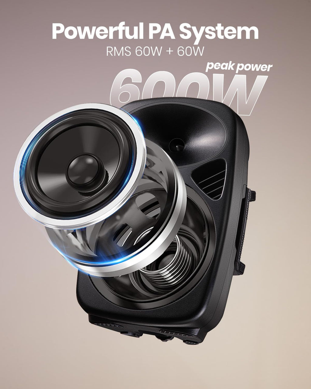 8 Inch Rechargeable PA Speakers with Tripod Stands V60657