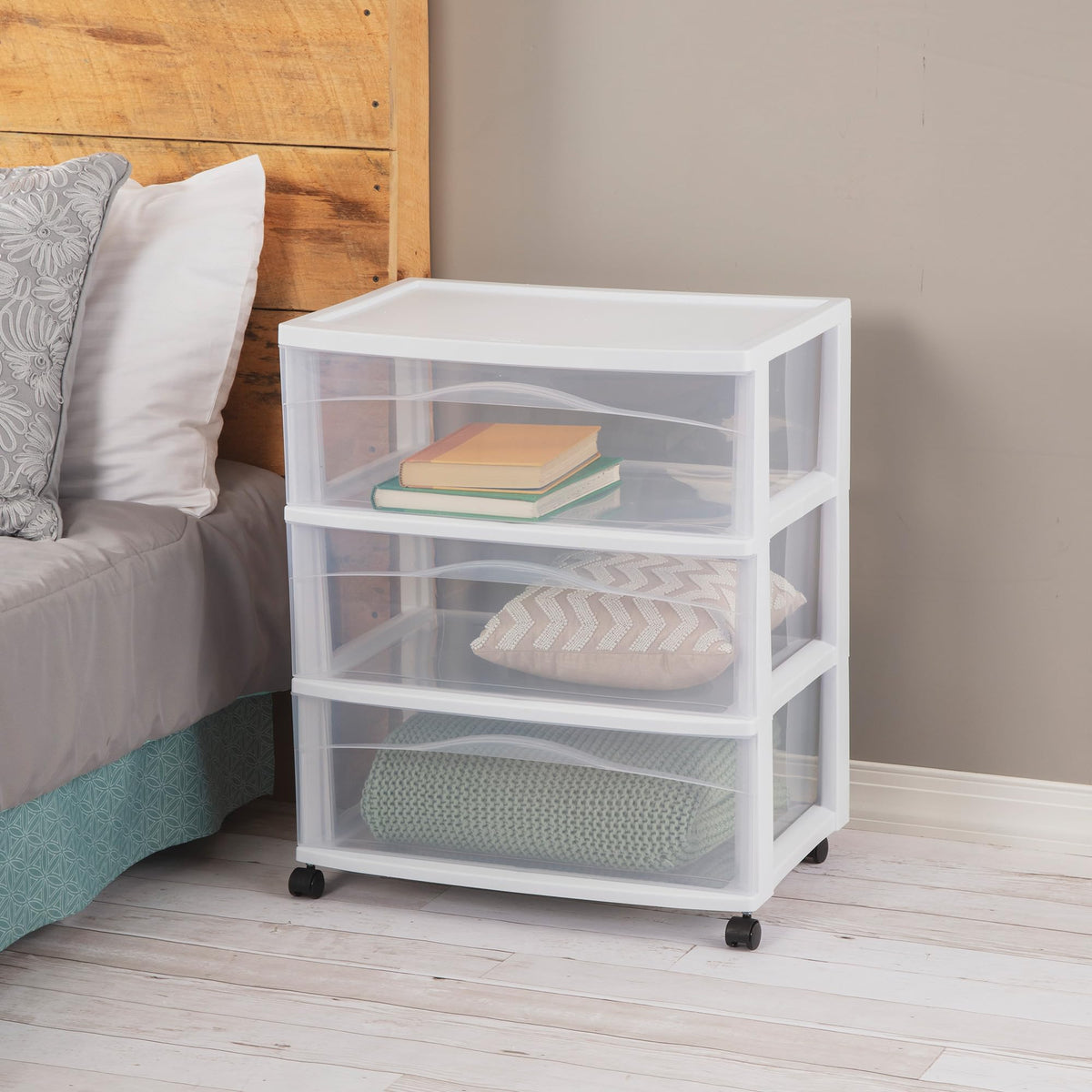 Wide 3 Drawer Plastic Rolling Storage Cart G4134