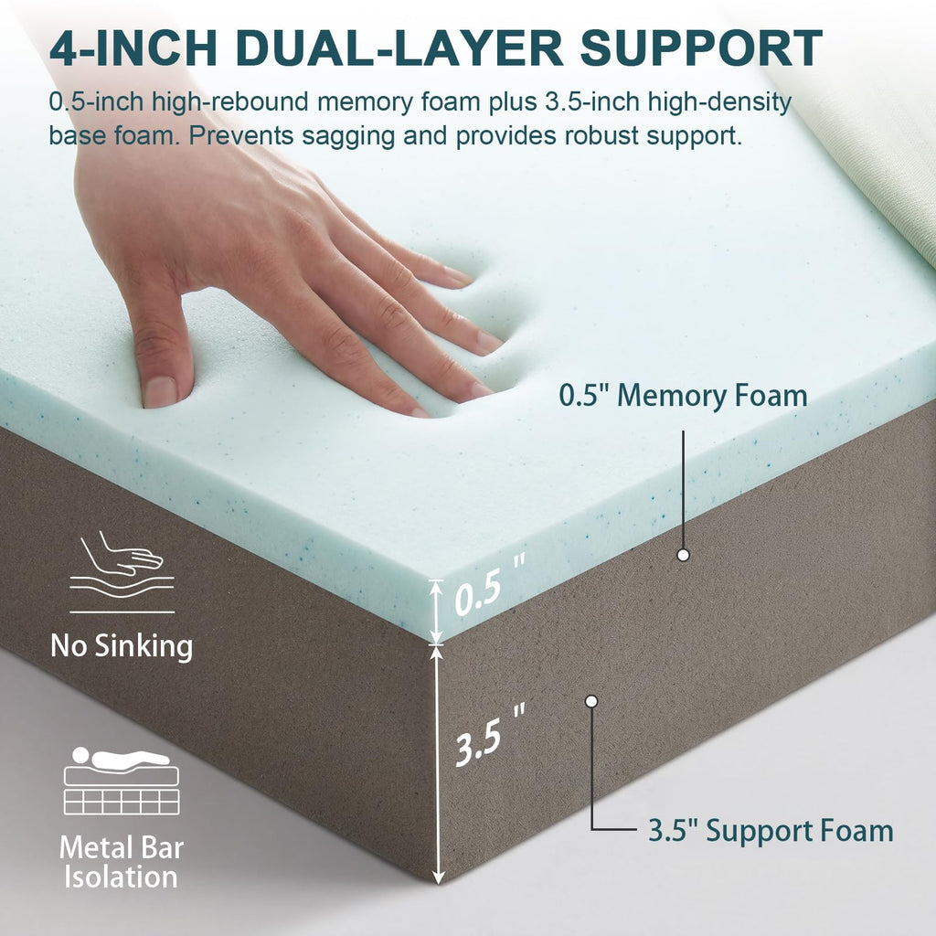 4 Inch Memory Foam Sofa Bed Mattress with Removable Washable Cover X32719