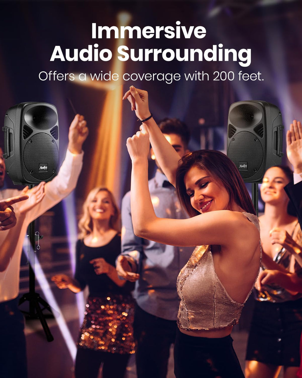 8 Inch Rechargeable PA Speakers with Tripod Stands V60657
