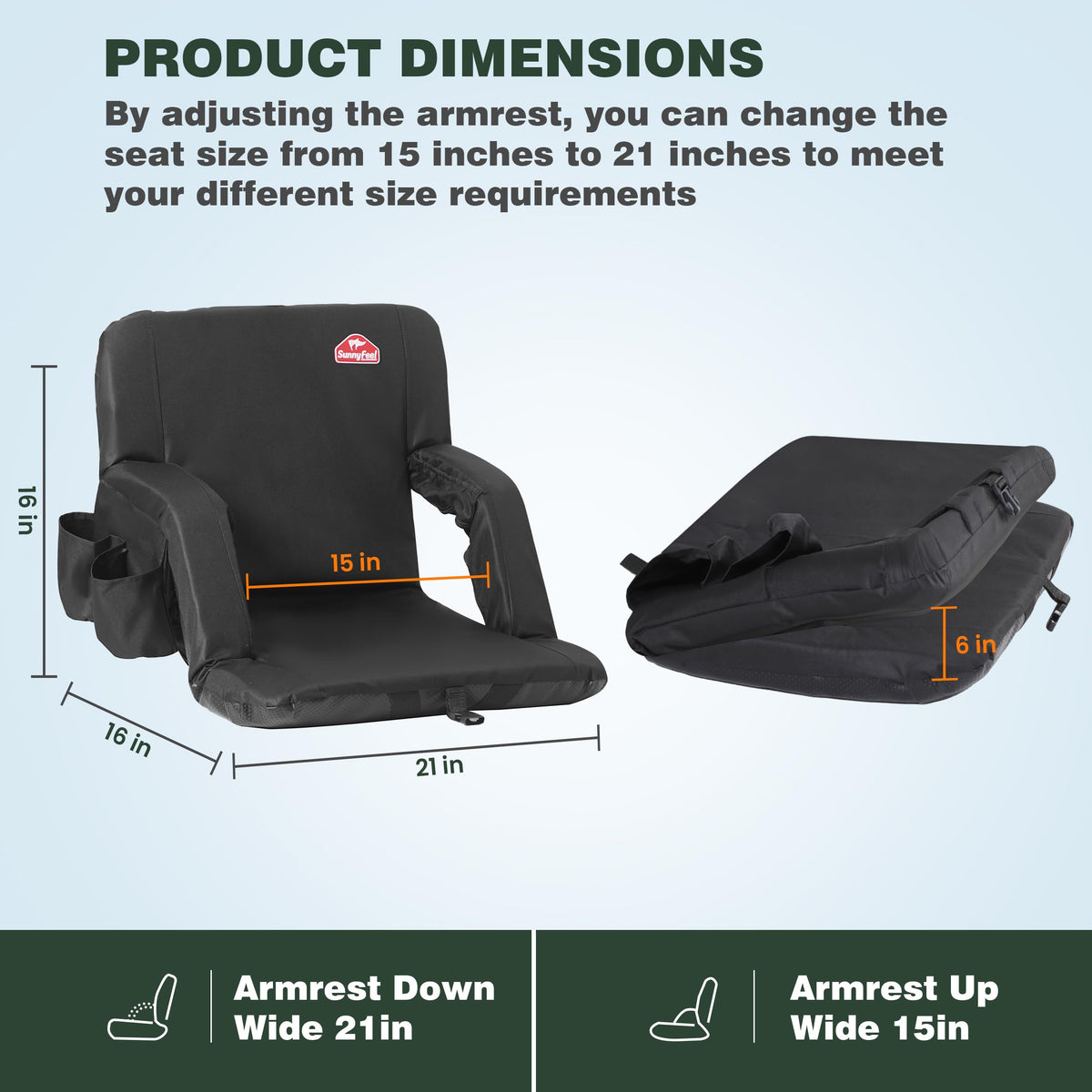 Foldable Stadium Seats 2-Pack with Shoulder Straps Y54475
