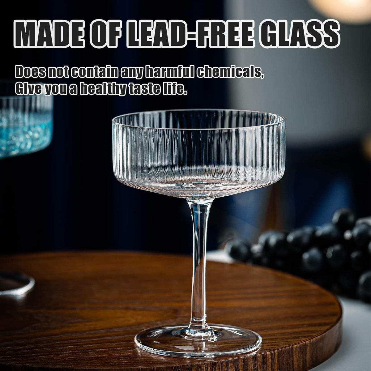 Set of 6 Ribbed Coupe Cocktail Glasses T129273