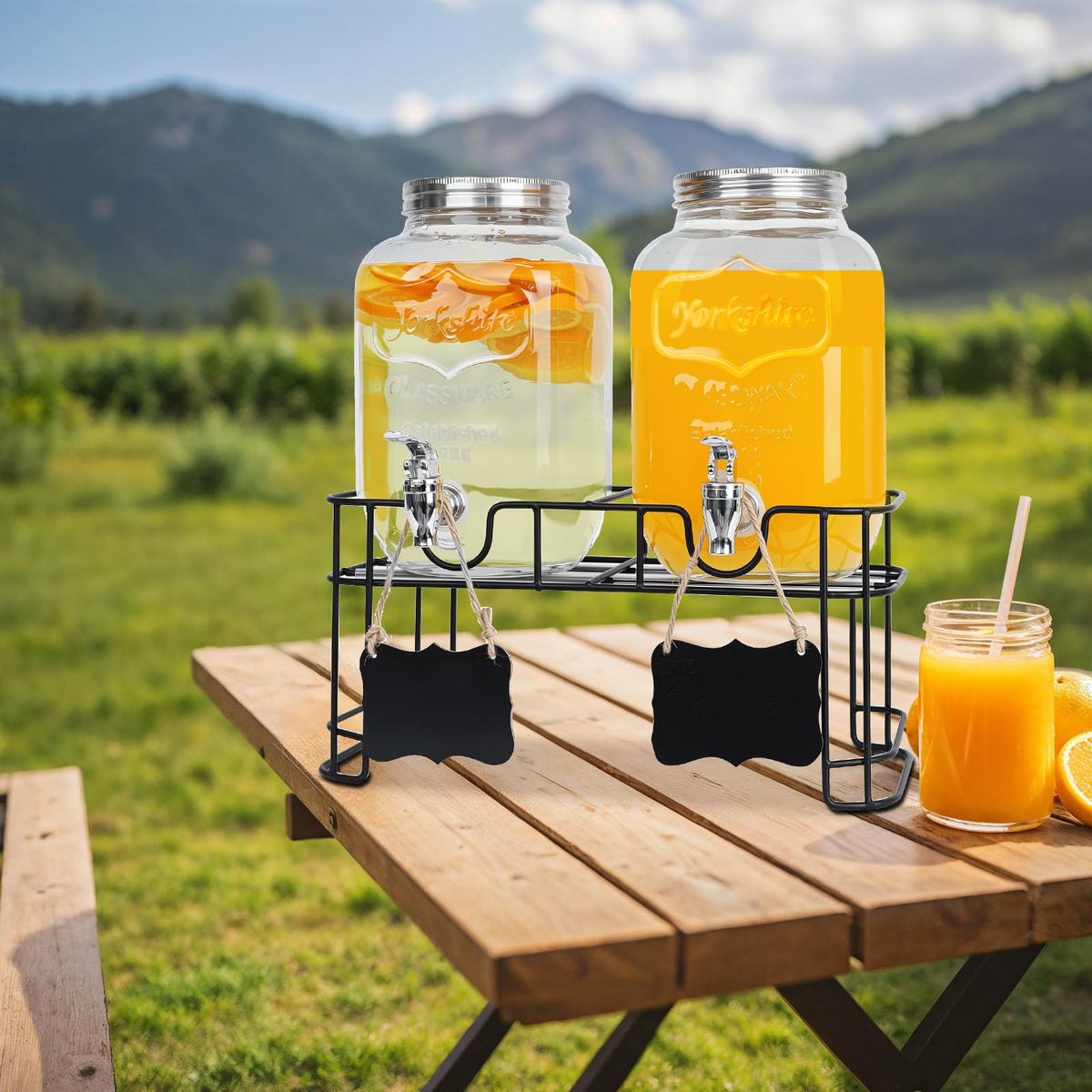 2 Pack 1 Gallon Glass Drink Dispensers F123