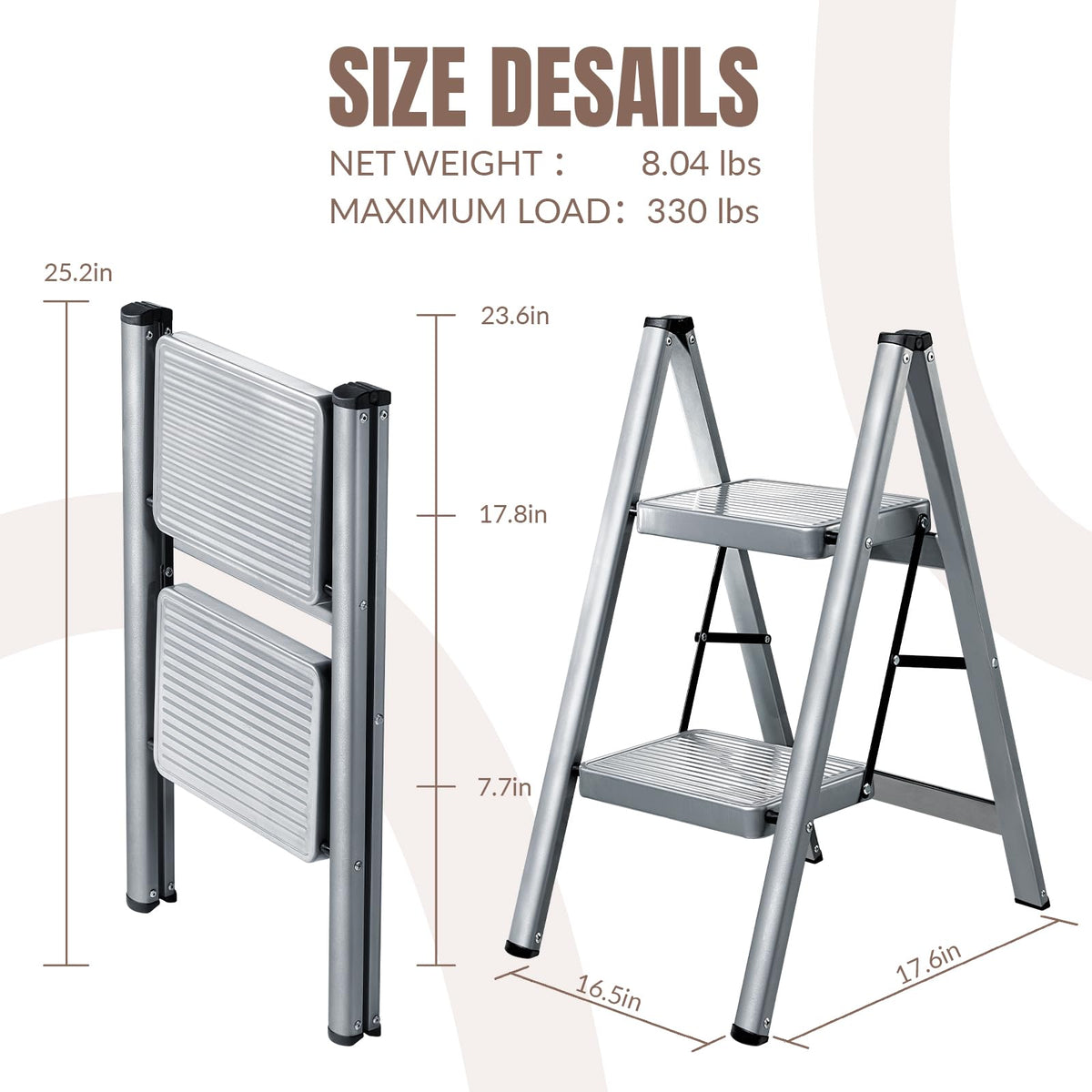 2 Step Steel Folding Step Stool P25564