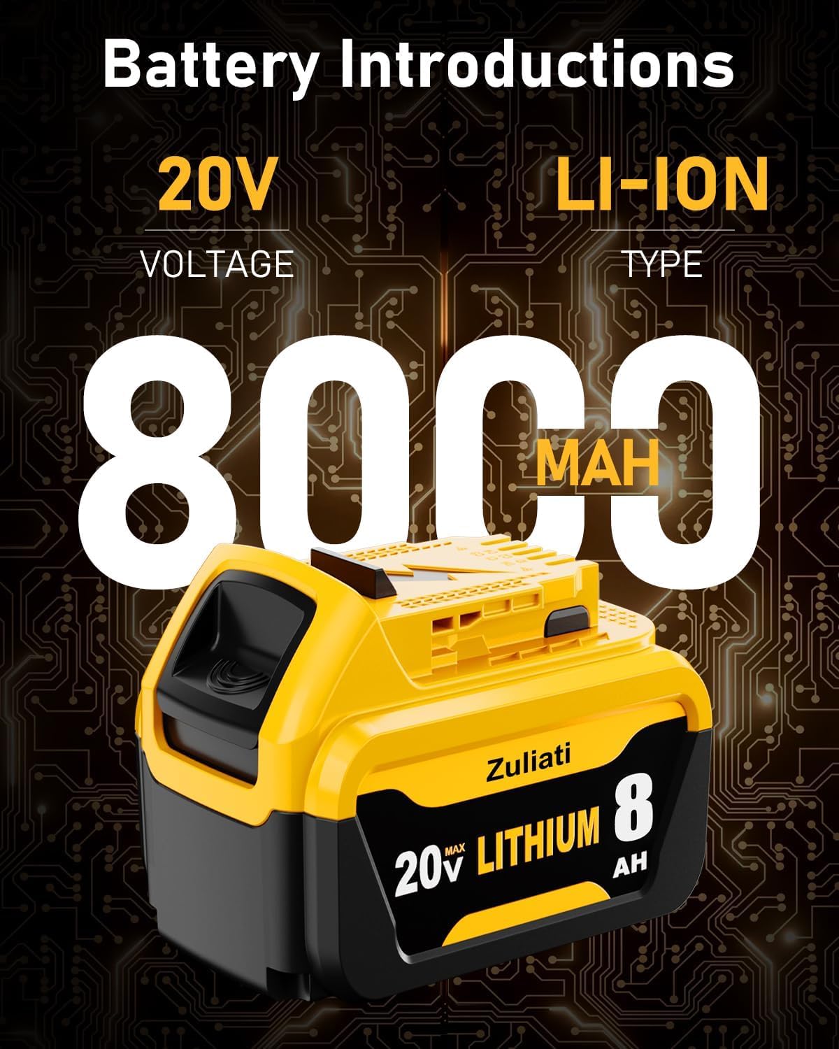 8.0Ah Replacement Battery 2PC D736