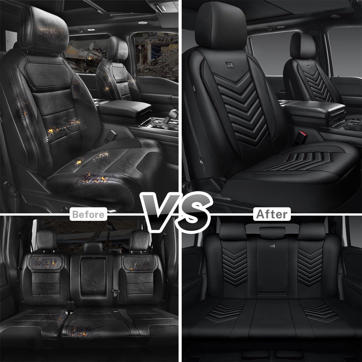 3D Foam Faux Leather Seat Covers Full Set B5575