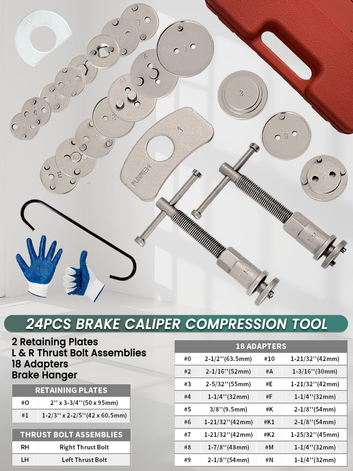 Heavy Duty 24-Piece Brake Caliper Compression Tool Set B6236