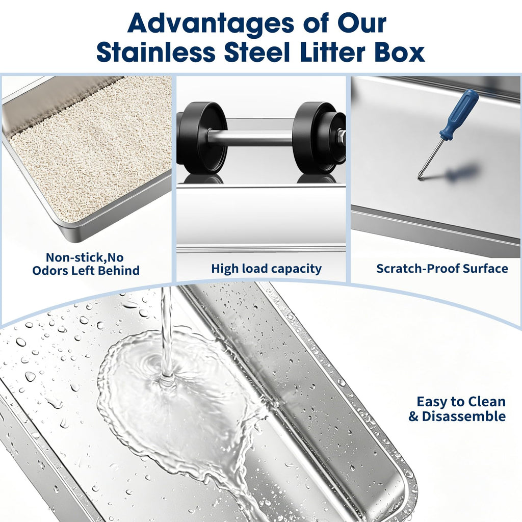 XXXL Stainless Steel Cat Litter Box with Lid X563508