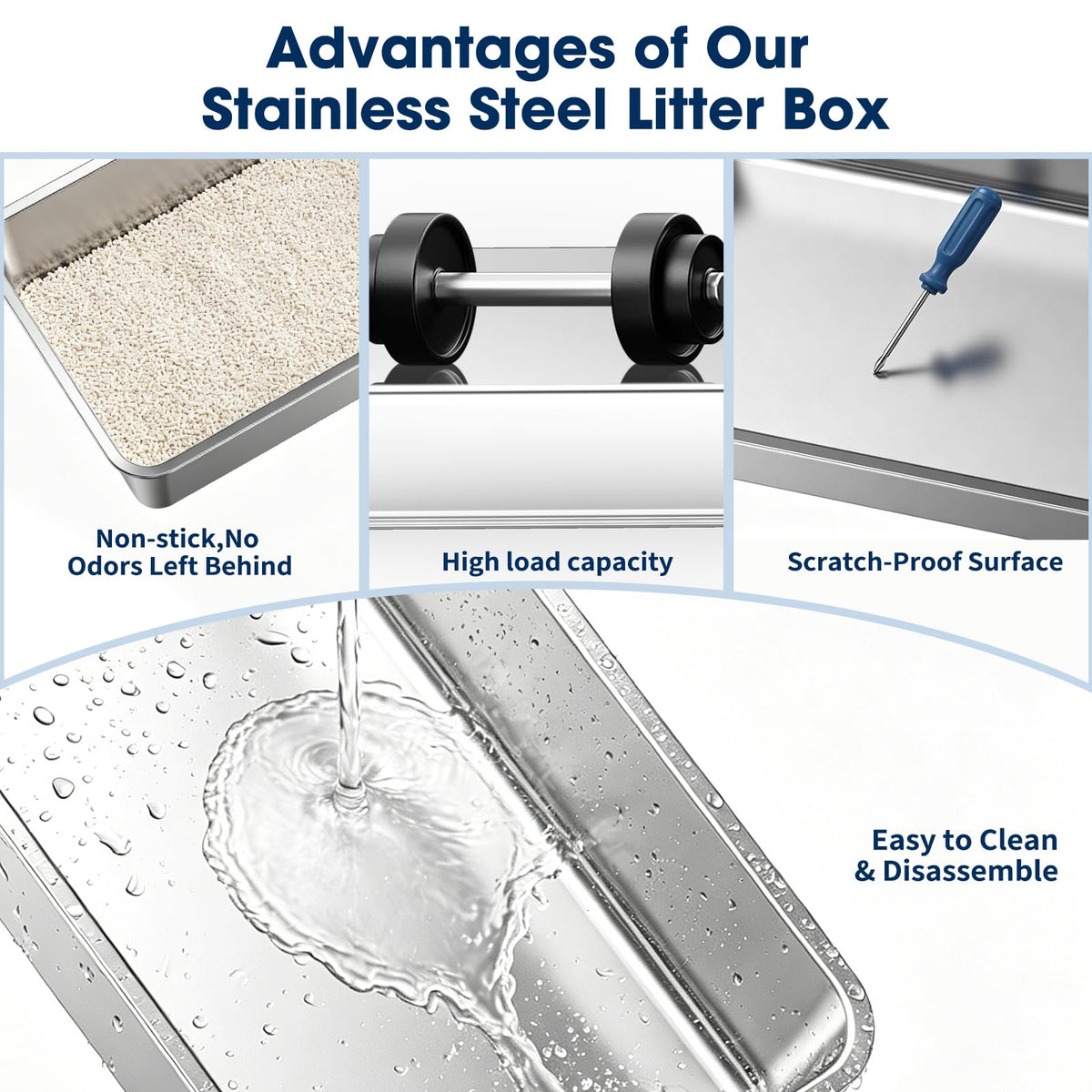 XXXL Stainless Steel Cat Litter Box with Lid X563508