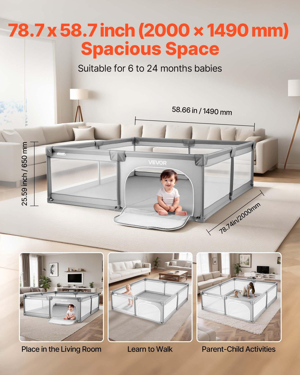 78.7″ x 58.7″ Baby Playpen with 50 Ocean Balls W219