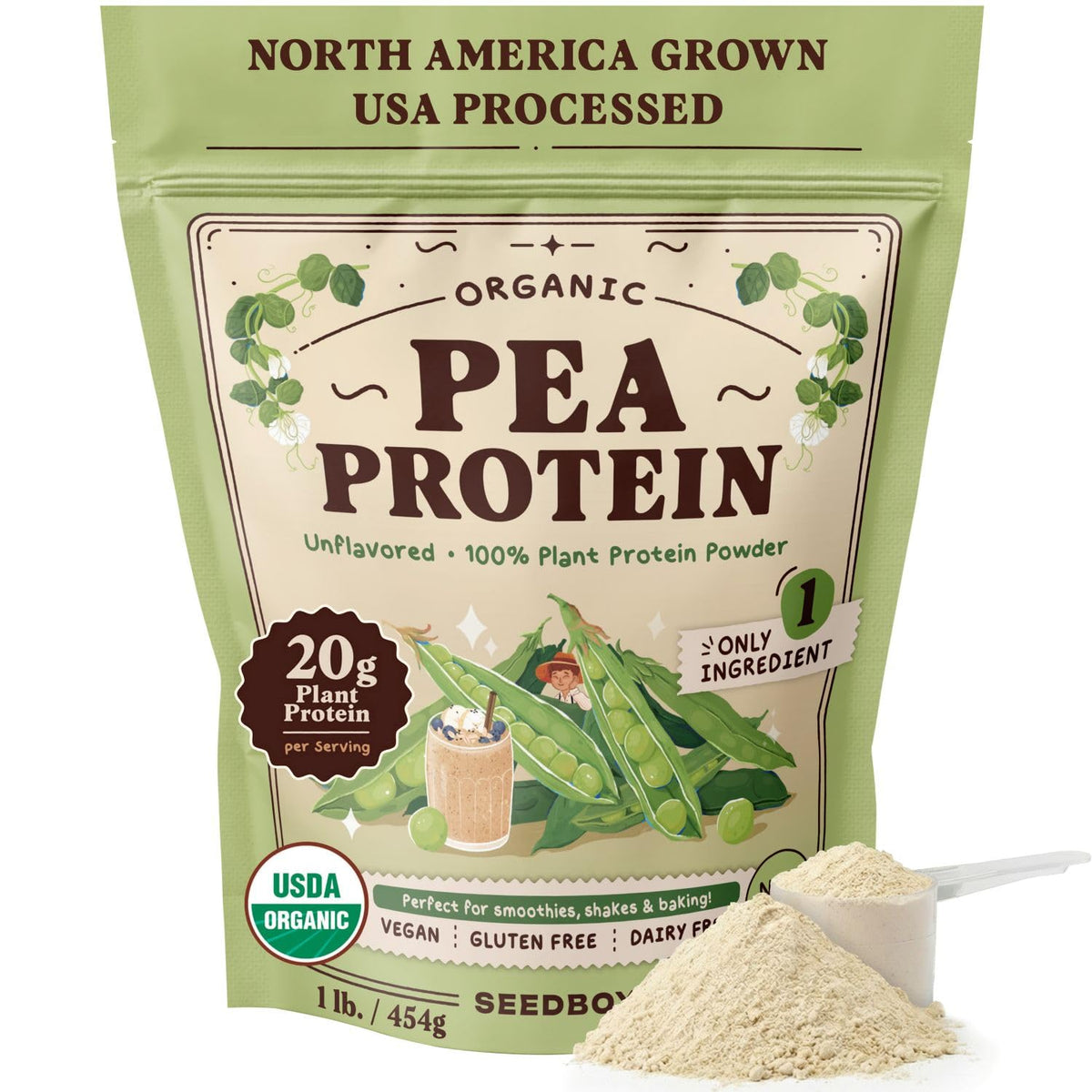 Organic Non-GMO Pea Protein Powder 1 lb Bag W850211