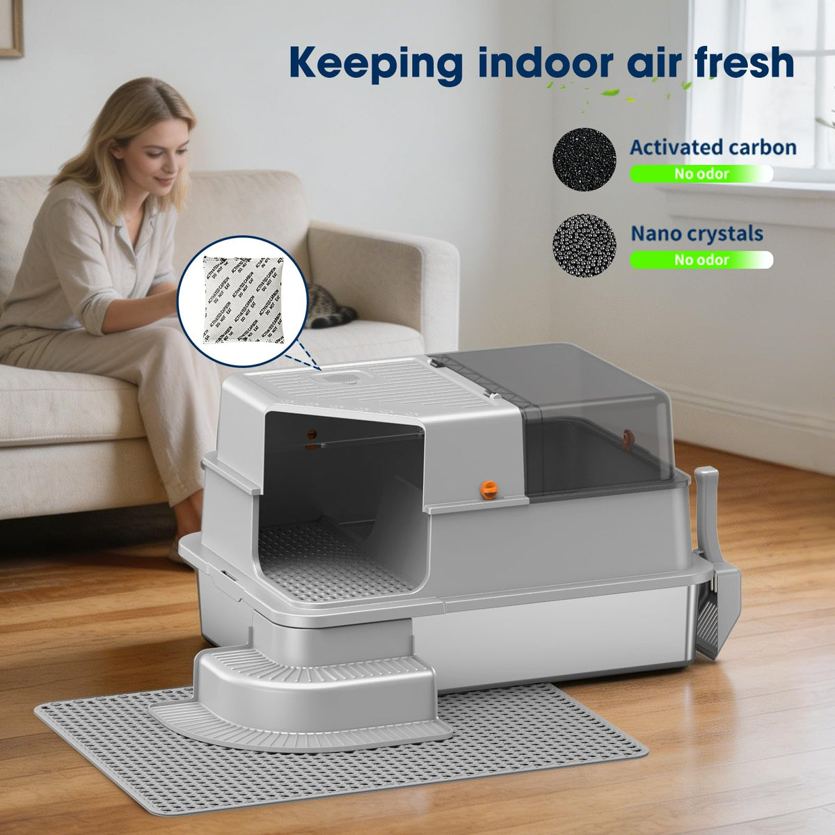 XXXL Stainless Steel Cat Litter Box with Lid X563508