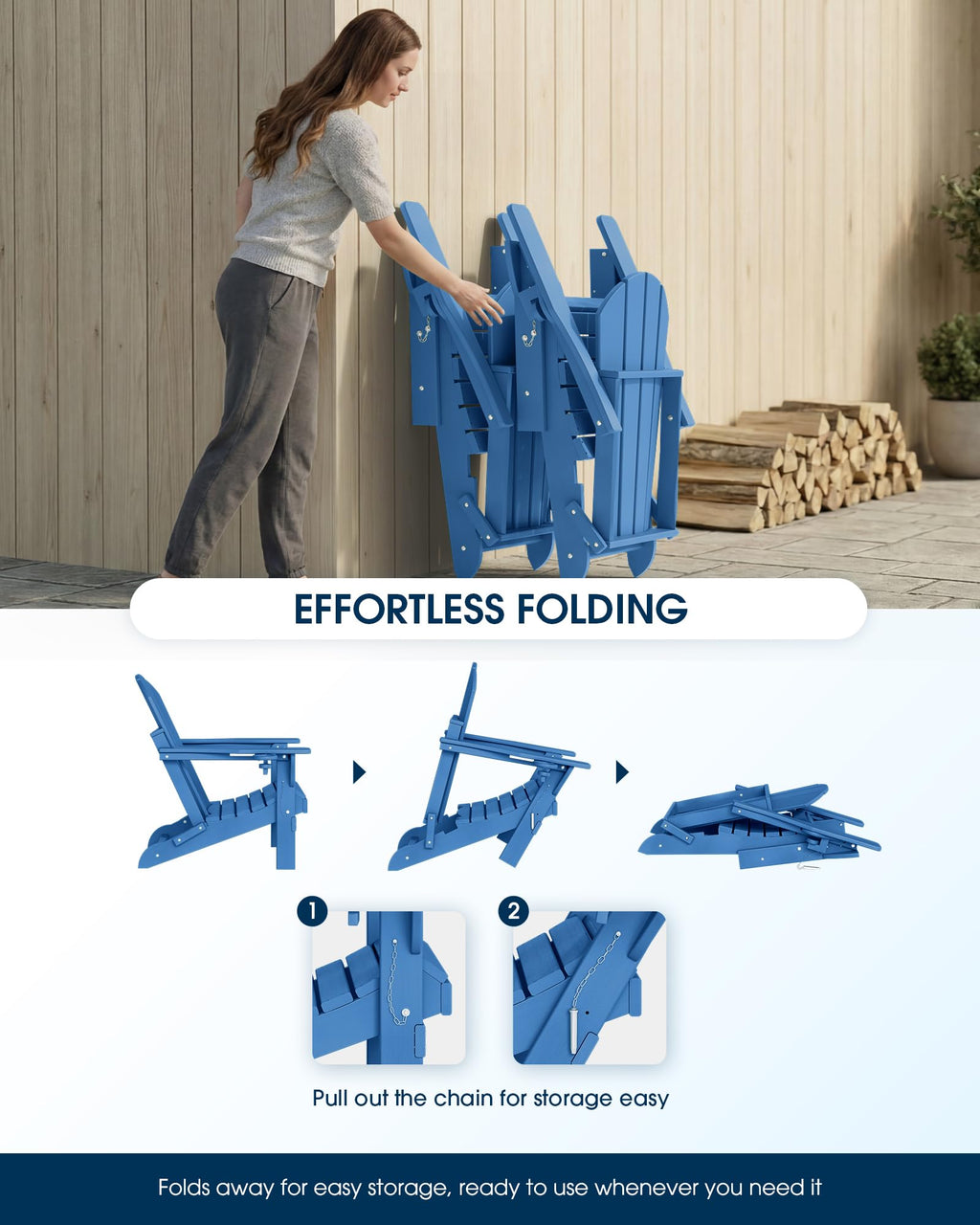 Folding Adirondack Chair Navy Blue E149