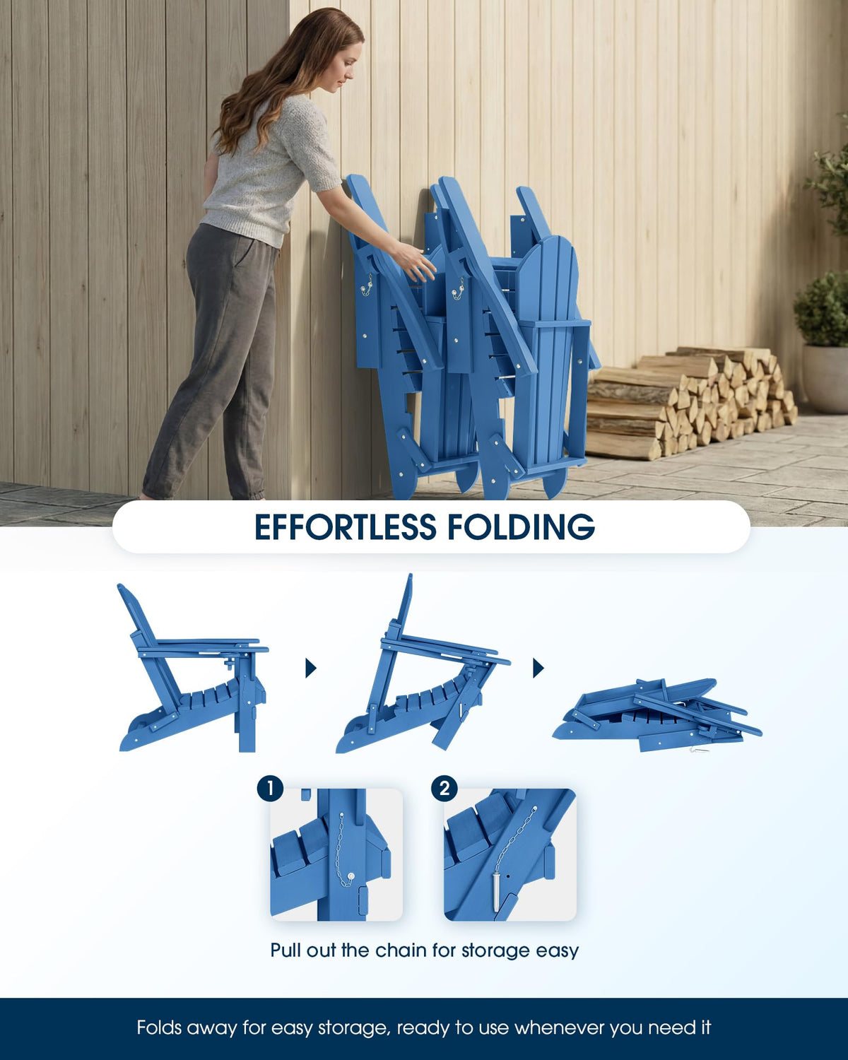 Folding Adirondack Chair Navy Blue E149