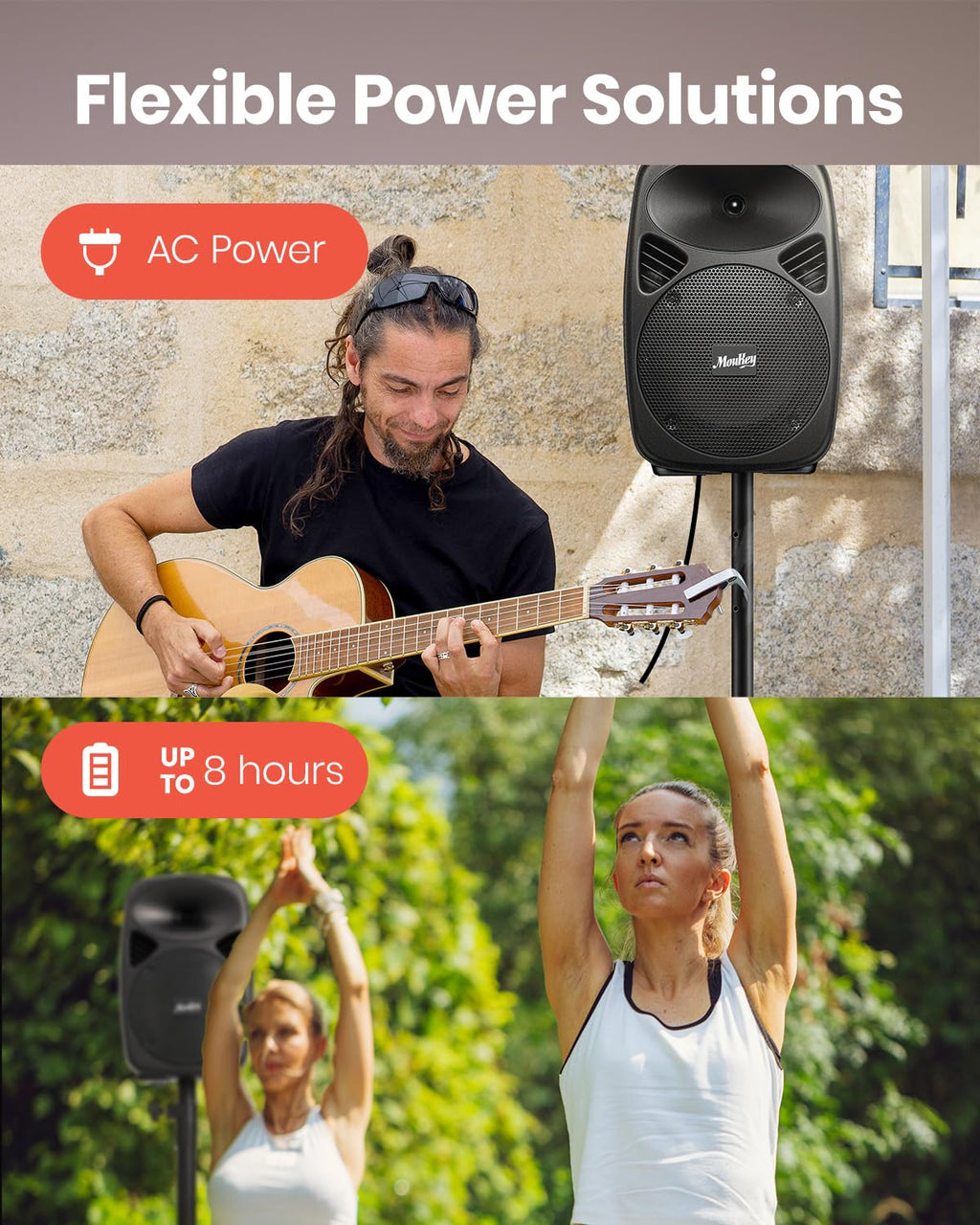8 Inch Rechargeable PA Speakers with Tripod Stands V60657