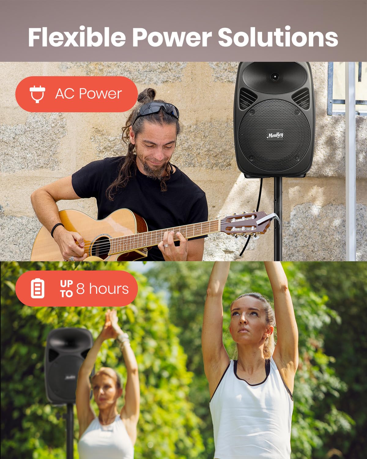 8 Inch Rechargeable PA Speakers with Tripod Stands V60657