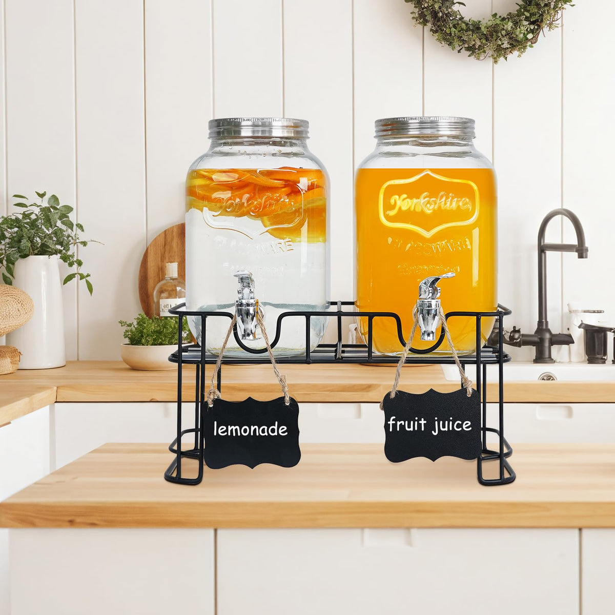 2 Pack 1 Gallon Glass Drink Dispensers F123