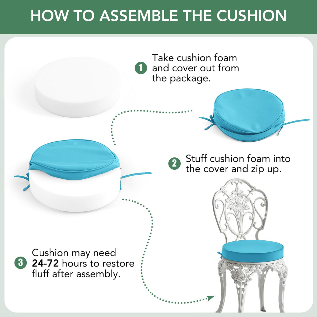 15" Round Waterproof Fade Resistant Chair Cushions Set of 2 W198