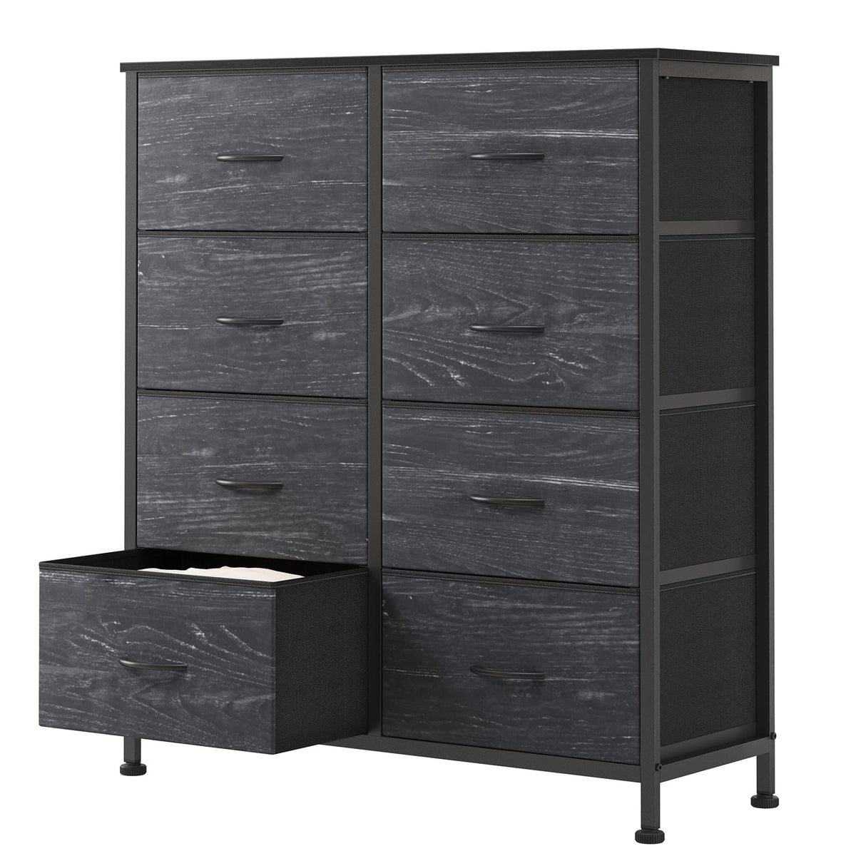 Black 8 Drawer Fabric Dresser T7368