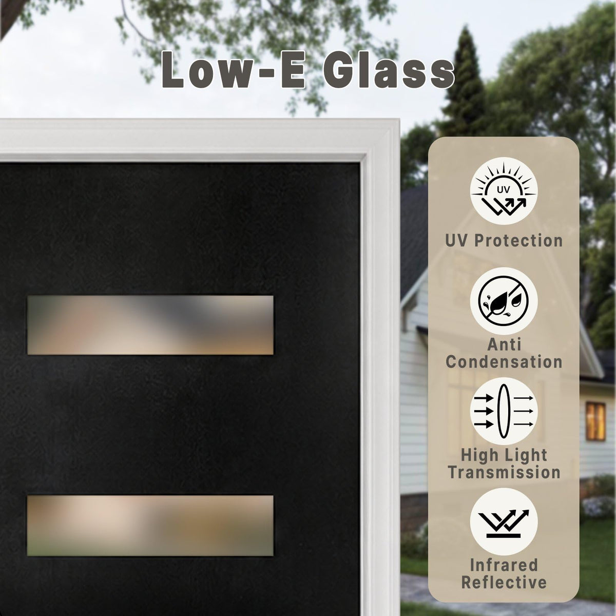 Fiberglass Entry Door 4-Lite Glass Left-Hand Inswing L57654
