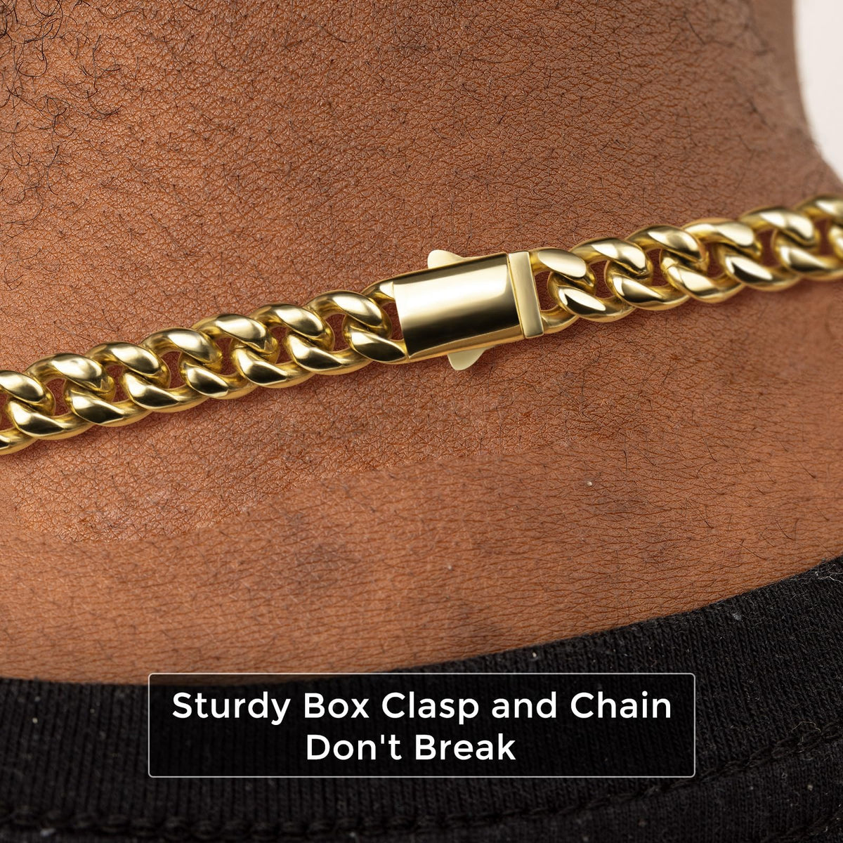 8mm Gold Cuban Link Chain 316L Stainless Steel Necklace W6080