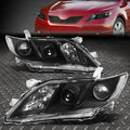 Projector Headlights Assembly Compatible With 2007-2009 Toyota Camry Sedan Driver Passenger Side Halogen Black Housing Clear Lens L364