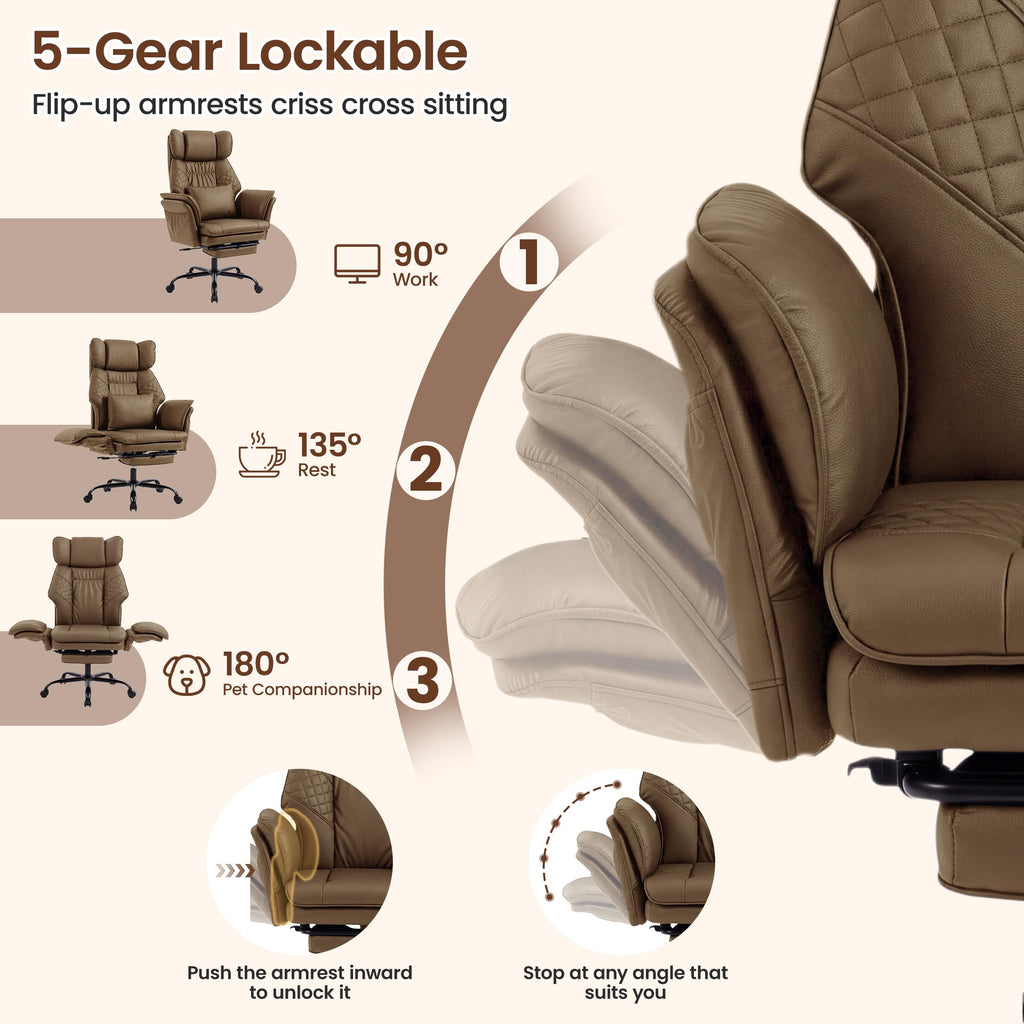 3D Kneading Massage Office Chair with Footrest S36512