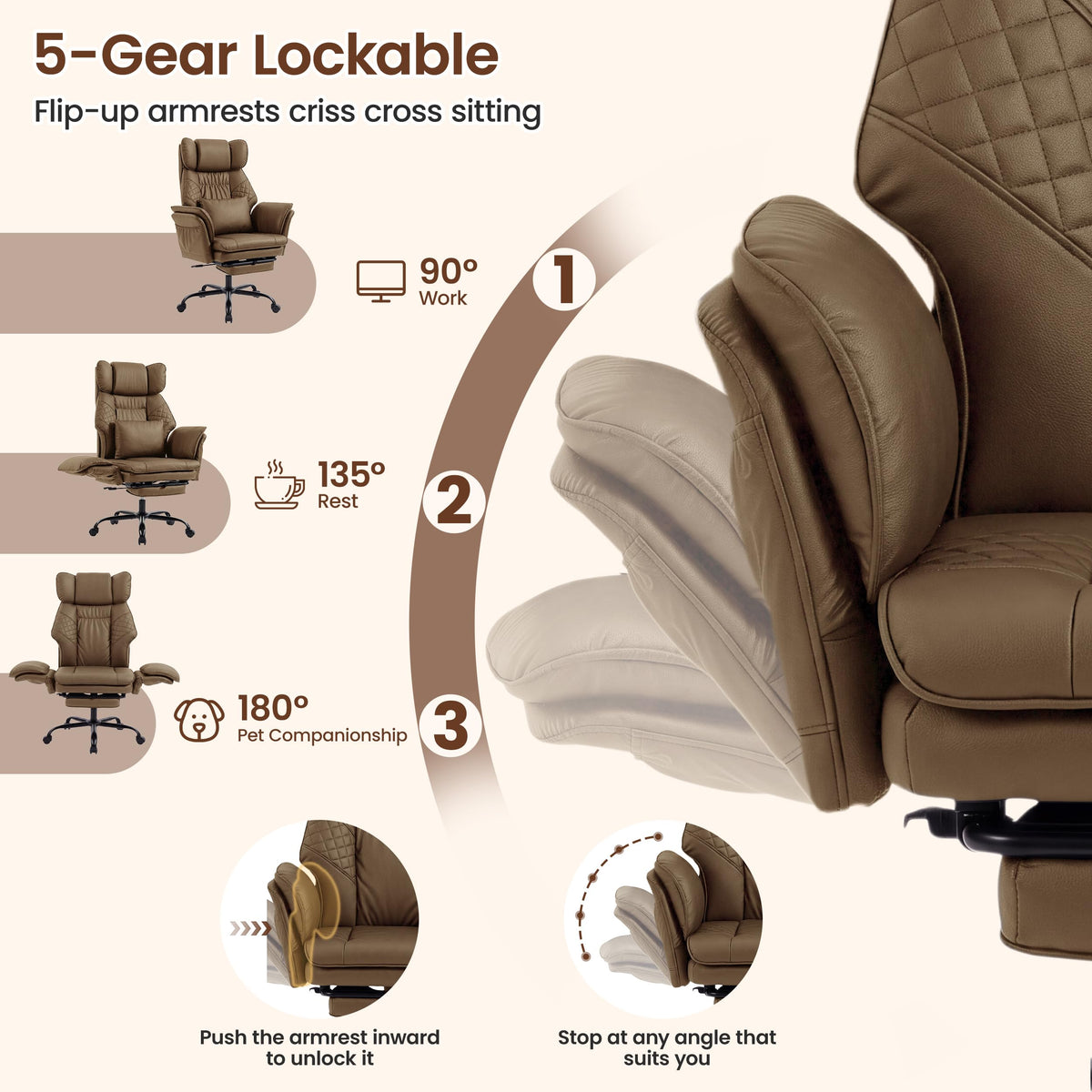 3D Kneading Massage Office Chair with Footrest S36512