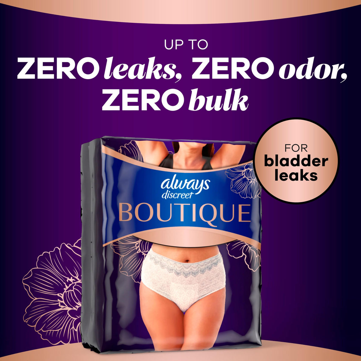 Incontinence and Postpartum Underwear for Women, Maximum Protection, Small/Medium, 48 Count O4733