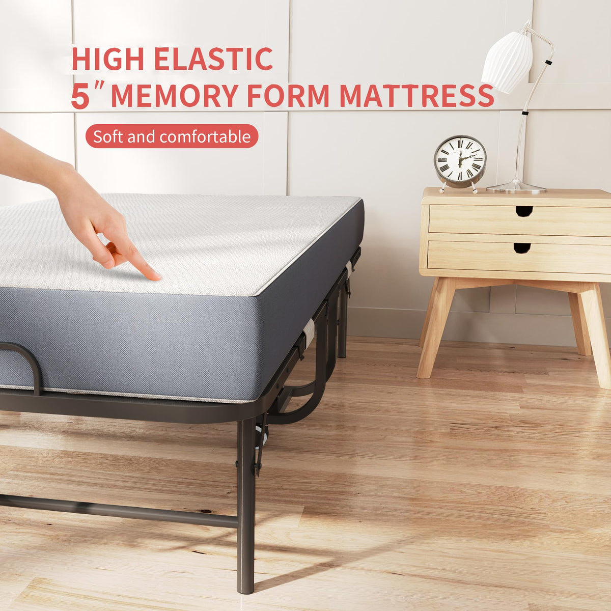 Folding Bed with Mattress with Wheels S428881