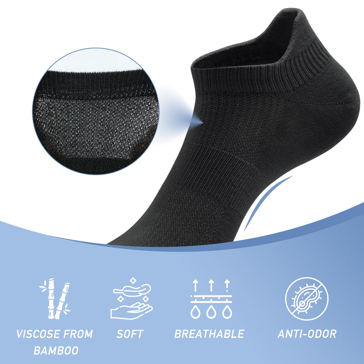 Viscose Bamboo Low Cut No Show Socks 5 Pairs X85451