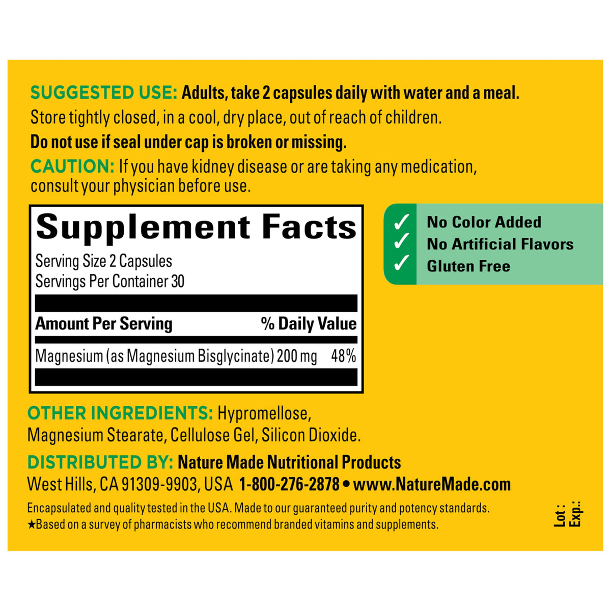 Magnesium Glycinate 200 mg 60 Capsules M4515