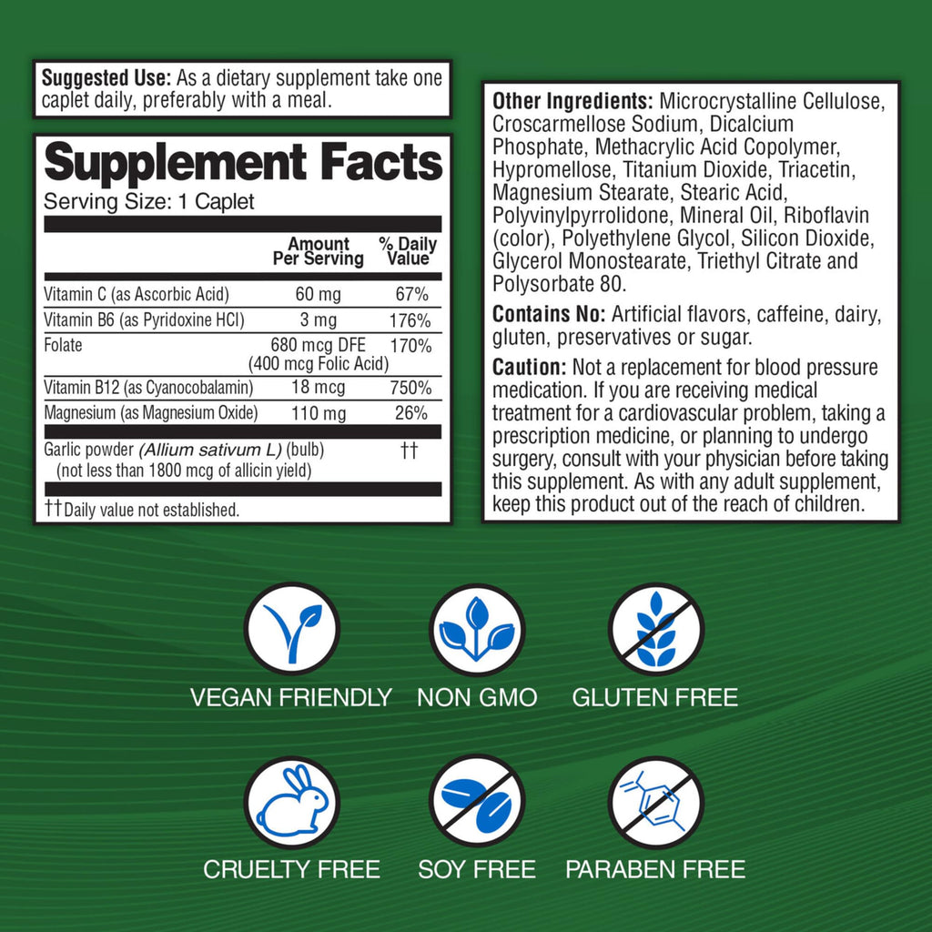 Odorless Vegan Garlic Extract Supplement 60 Caplets J563428