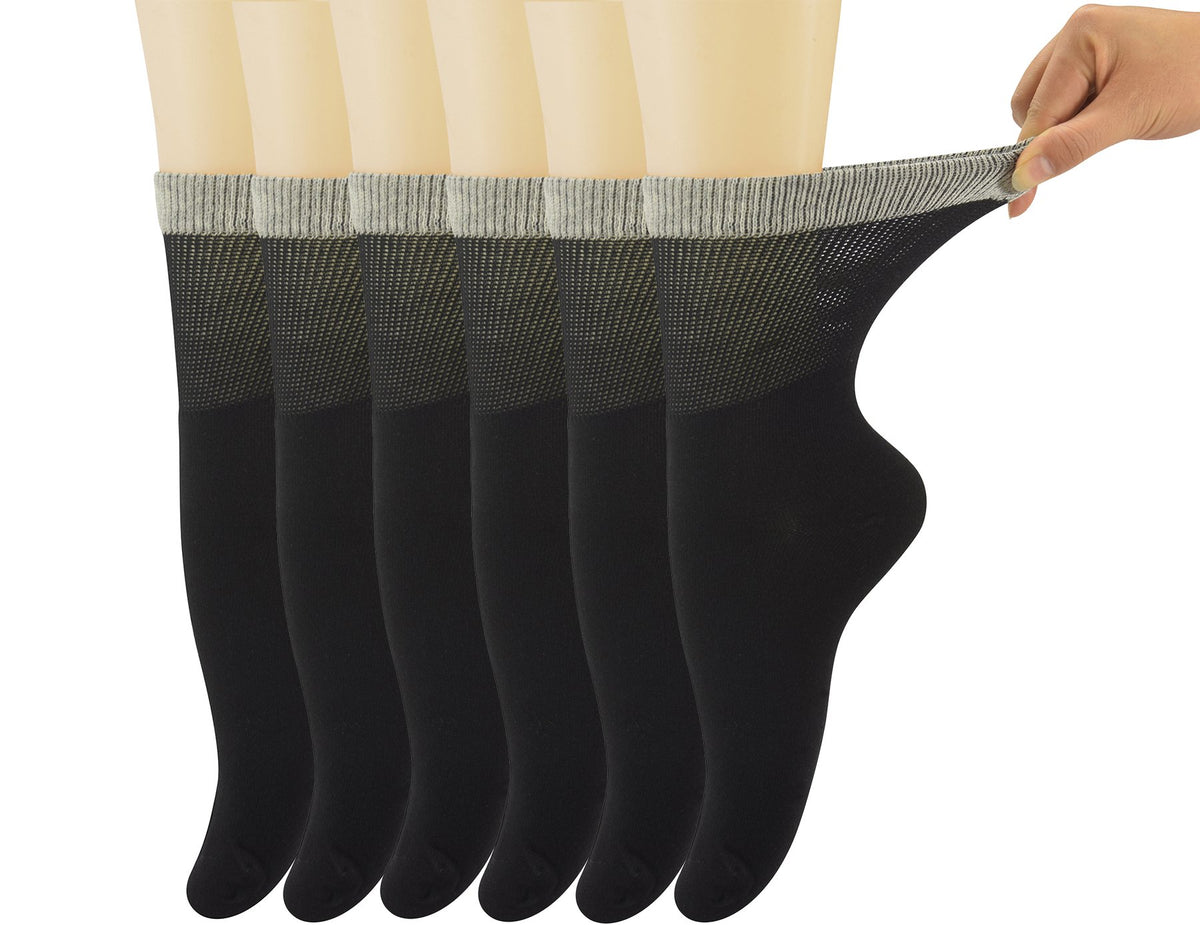 Womens Diabetic Crew Socks Seamless Toe 6 Pairs Z1117